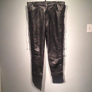 Very Soft South Beach Leather Pants With Laced Sides